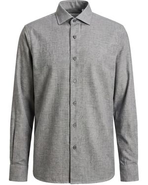 Peserico Mélange-Effect Long-Sleeve Shirt - Grey