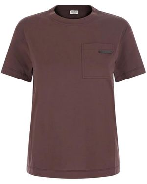 Brunello Cucinelli Camiseta Con Aplique Monile - Morado