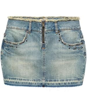 Guess Frayed-Brim Denim Miniskirt - Blue