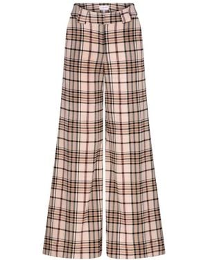 LIZ SKORSIS Check Maddix Wide-Leg Trousers - Natural