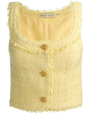 Alice + Olivia Shila Button-Embellishment Top - Yellow