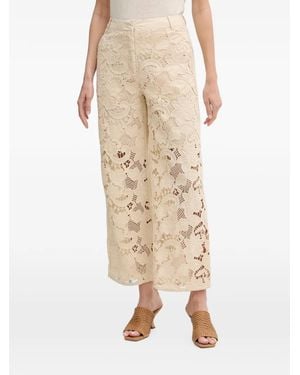 Sisley Guipure-Lace Cropped Trousers - Natural