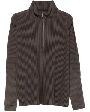 Homme Plissé Issey Miyake Zip-Up Pleated Top - Brown
