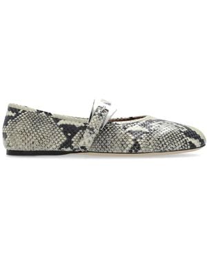 Paris Texas Sveva Buckle Ballet Flat - Gray