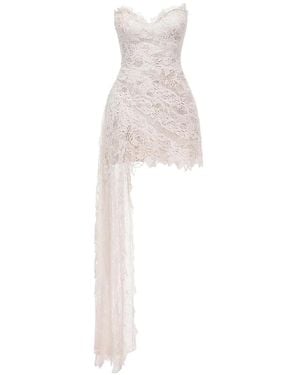 Gemy Maalouf Guipure Lace Asymmetric Dress - White