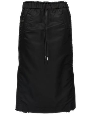 Sacai Jupe Mi-Longue À Zip Latéral - Black