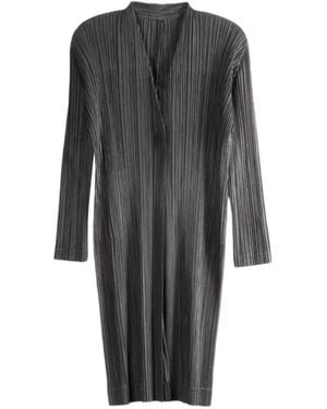 Pleats Please Issey Miyake Plissé-Effect Single-Button Jacket - Grey