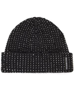 Alexander Wang Rib Beanie With Allover Hotfix Crystal Accessories - Black