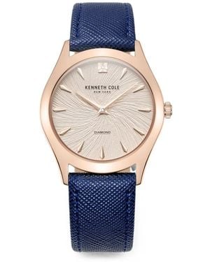 Kenneth Cole Diamond Textured 34Mm Watch - Blue