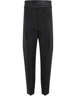 Erika Cavallini Semi Couture Pleated Satin-Trim Trousers - Black
