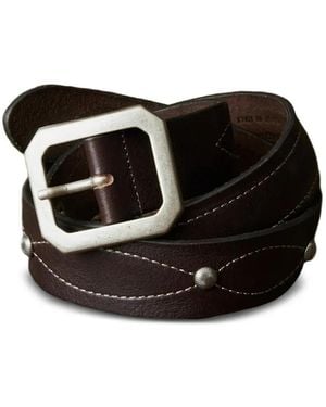 Fortela Topstitching Leather Belt - Black