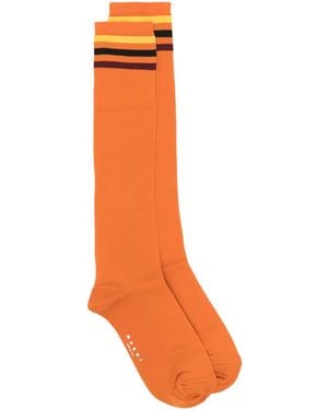 Marni Chaussettes À Rayures - Orange