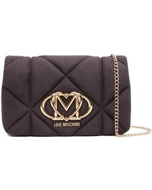Love Moschino Quilted Logo-Plaque Shoulder Bag - Gray