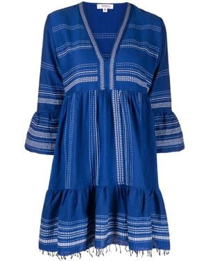 lemlem Frayed-Hem Cotton Dress - Blue
