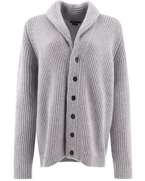 Begg x Co Yatch Shawl-Collar Ribbed Cardigan - Grey