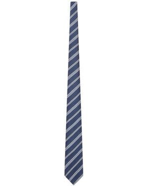 Kiton Striped Wool Tie - Blue