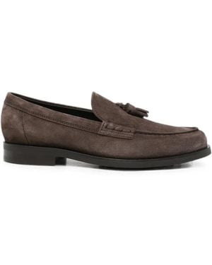 Tod's Tassel-Detail Suede Loafers - Gray