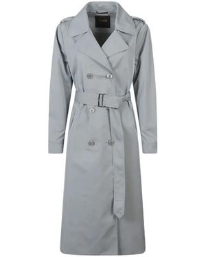 Moorer Manteau Croisé À Taille Ceinturée - Grey