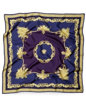 Versace Printed Silk Twill Scarf 90 Cm - Blue