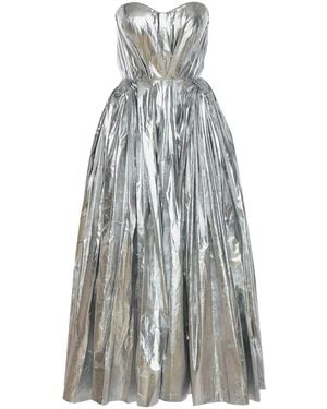 McQueen Metallic-Finish Bustier Midi Dress - Blue