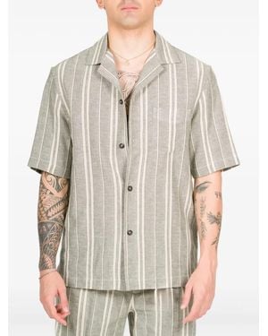 Paolo Pecora Striped-Pattern Short-Sleeve Shirt - Grey