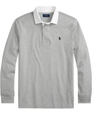 Polo Ralph Lauren Embroidered-Logo Long-Sleeve Polo Shirt - Grey