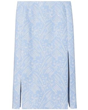 Tory Burch Floral-Jacquard Metallic Skirt - Blue