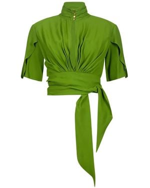 Elisabetta Franchi Gathered Blouse - Green