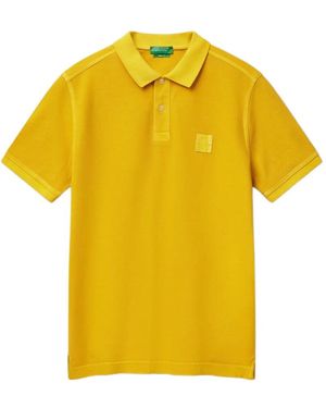 Benetton Logo-Patch Polo Shirt - Yellow