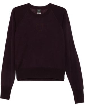 Pinko Love Birds-Embroidered Raglan-Sleeve Jumper - Purple