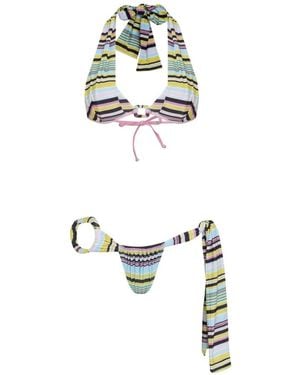 Amir Slama Bikini a rayas - Blanco
