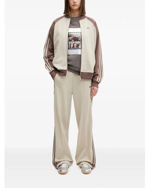 adidas Logo-Embroidered Zip-Up Sweatshirt - Natural