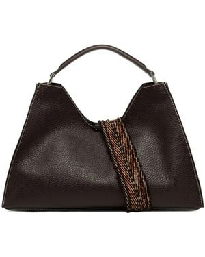 Gianni Chiarini Aurora Trapezoidal Leather Tote Bag - Black