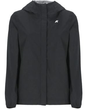 K-Way Marguerite Hooded Zip-Front Jacket - Black