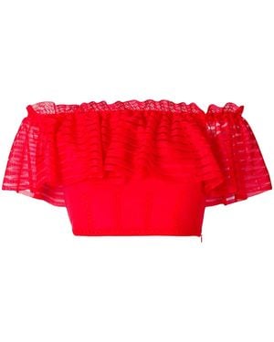 McQueen Cropped Off-The-Shoulder Top - Red