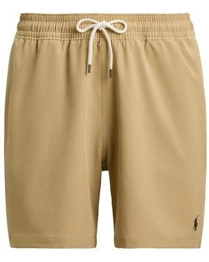 Polo Ralph Lauren Short De Bain Traveller À Logo Pony Brodé - Natural