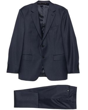 Canali Geruit Pak Met Zak - Blauw
