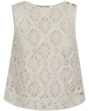 Herno Ivory Crochet Top - White