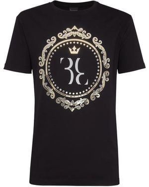 Billionaire Baroque-Print Round-Neck T-Shirt - Black