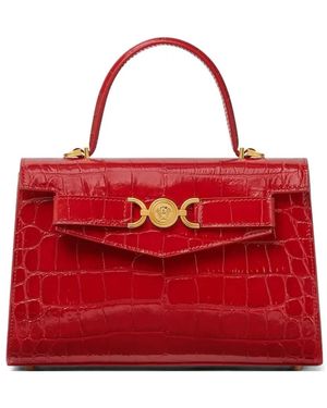 Versace Medusa '95 Croc-Effect Top-Handle Tote Bag - Red