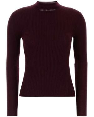 Jil Sander Ribbed-Knit Cut-Out Sweater - Purple