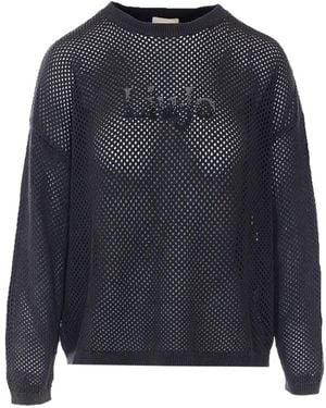 Liu Jo Logo-Detail Crew-Neck Sweater - Blue