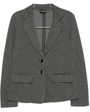 Emporio Armani Herringbone-Pattern Single-Breasted Jacket - Grey