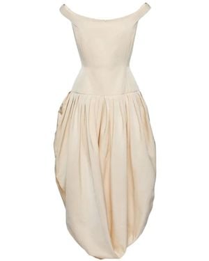Magda Butrym Off-Shoulder Bubble-Skirt Draped Dress - White