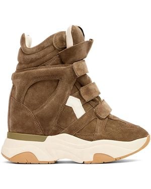 Isabel Marant Balskee Suede Wedge High-Top Trainers - Brown