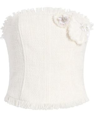 Cinq À Sept Flower Frilled Henriette Top - White