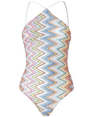 Missoni Zigzag-Knit Swimsuit - White