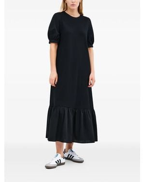 MARCELLA Olivia Ruffled Puff-Sleeve Midi Dress - Black