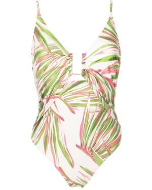 Lenny Niemeyer Foliage Leaf-Print Swimsuit - White