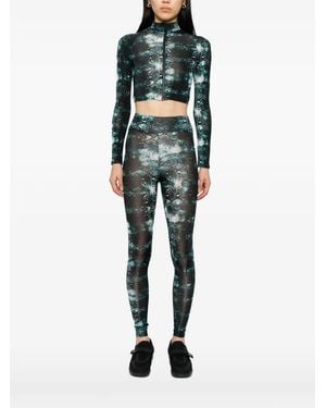 Tessitura Emerald Snakeskin-Print Cropped Performance Jacket - Black